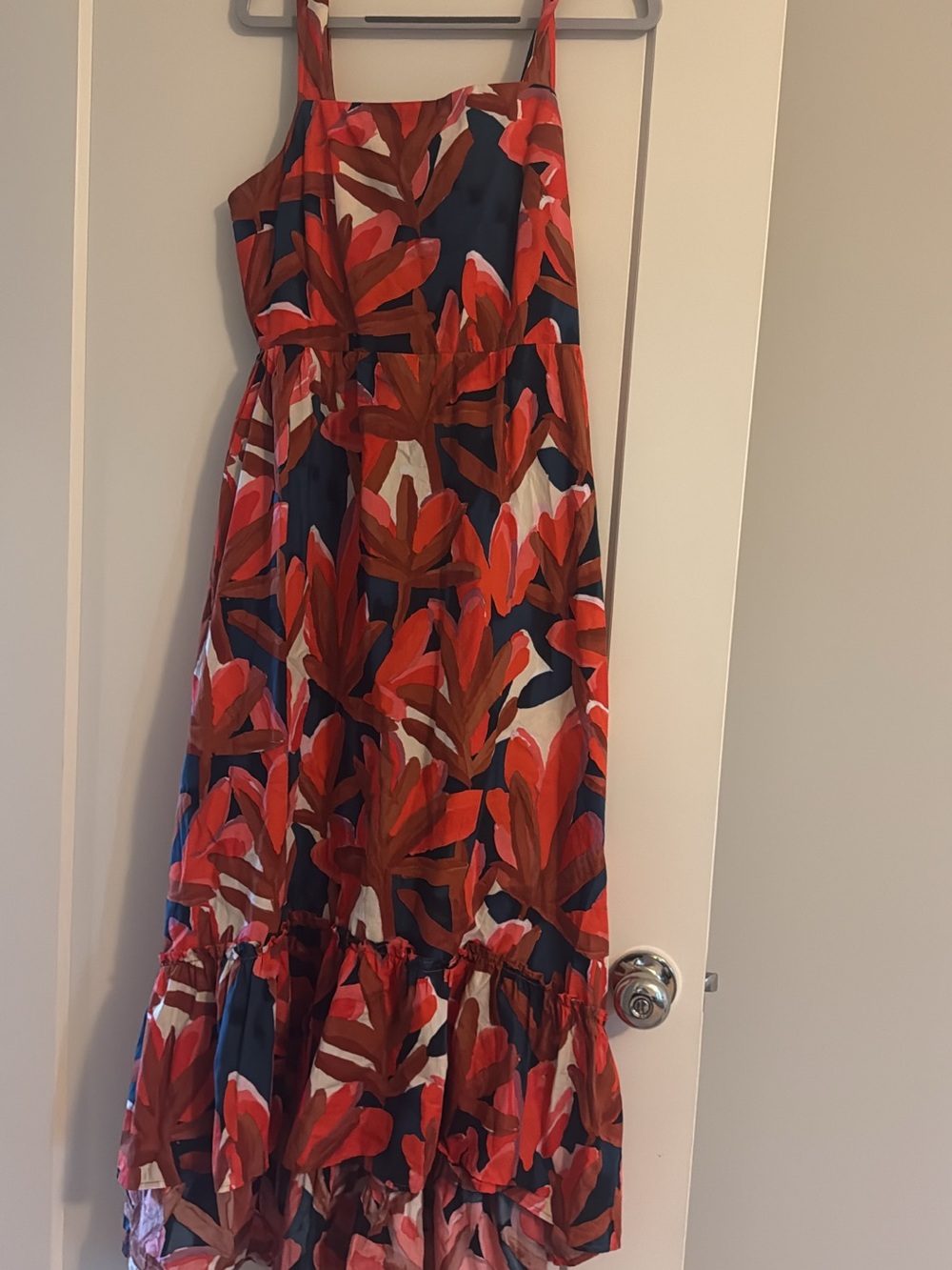 Who What Wear Navy Sundress with Red Floral Print